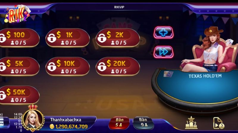 Poker là một thể loại game bài đình đám tại casino Rikvip
